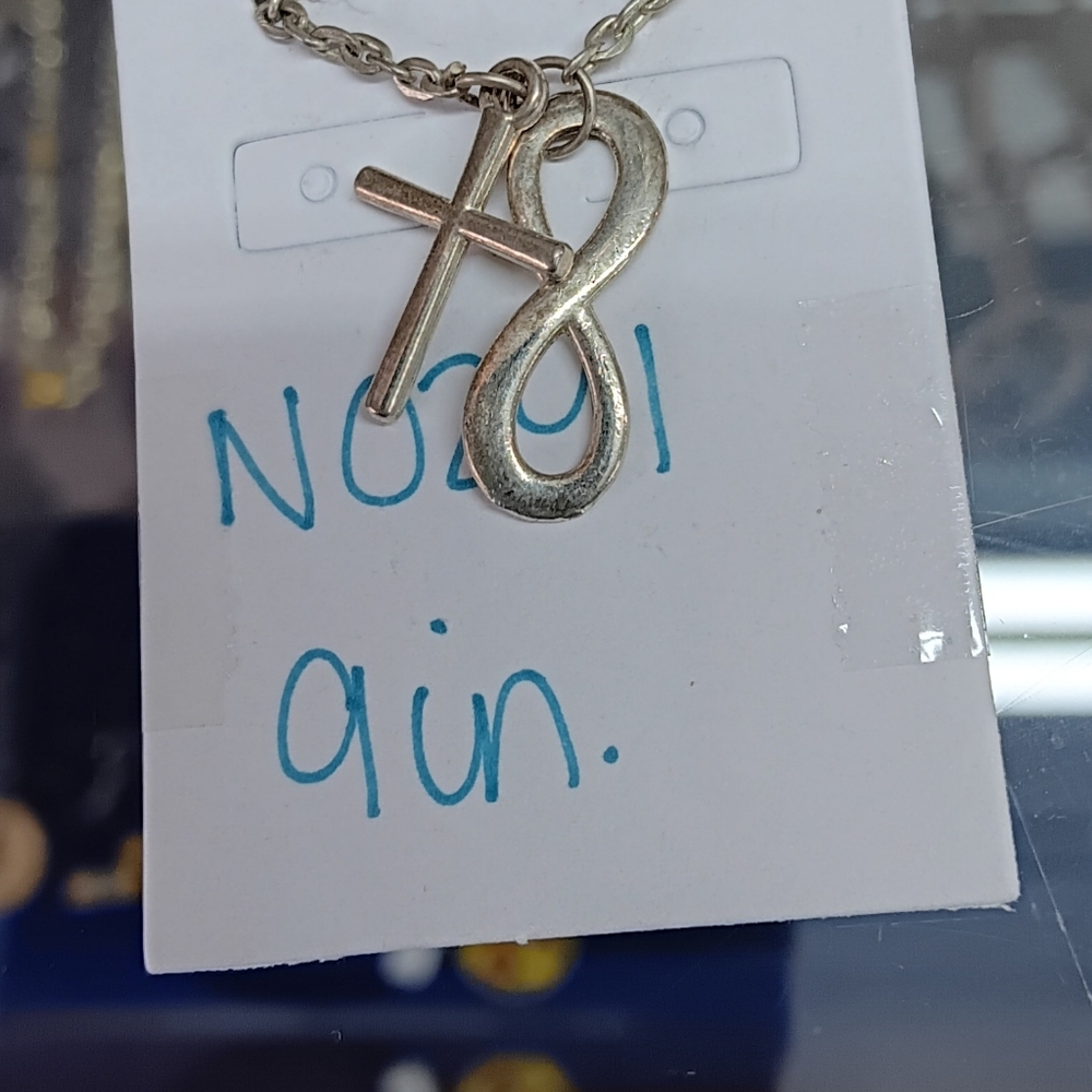 Silver Infinity Cross Pendant Necklace